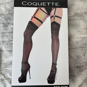 Coquette Elegant Black Thigh High Stockings